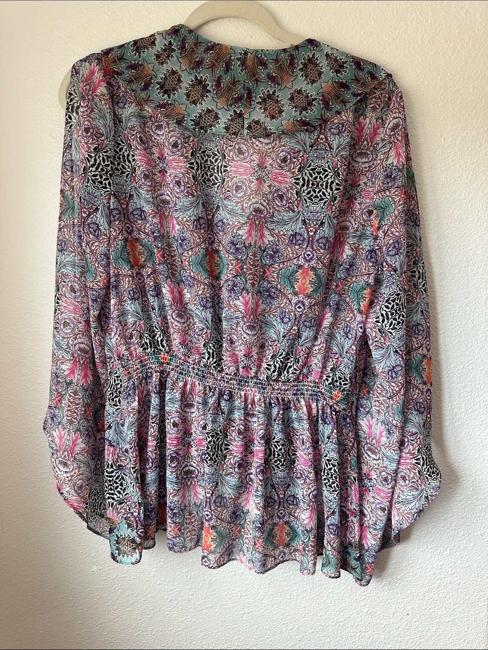 Boston Proper Multicolor Paisley Ruffle-Front Blouse - Picture 2 of 4
